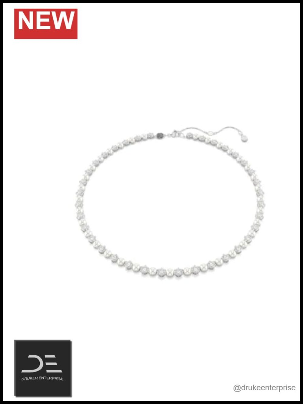 Swarovski Crystal Tennis Pearl Necklace 41cm